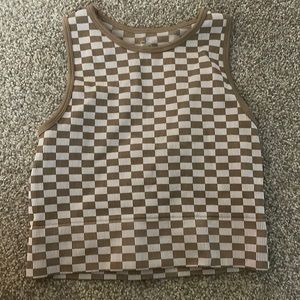 brown checkered tank top